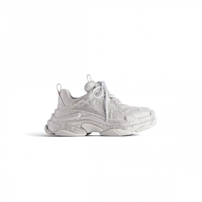 (image for) BALENCIAGA WOMEN'S TRIPLE S SNEAKER WITH RHINESTONES IN LIGHT GREY 524039W2TST1100
