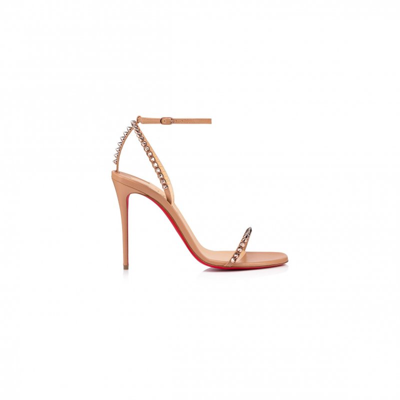 (image for) CHRISTIAN LOUBOUTIN SO ME 100 MM STRAPPY SANDALS-KID LEATHER AND SPIKES-BLUSH-WOMEN 1200129H424