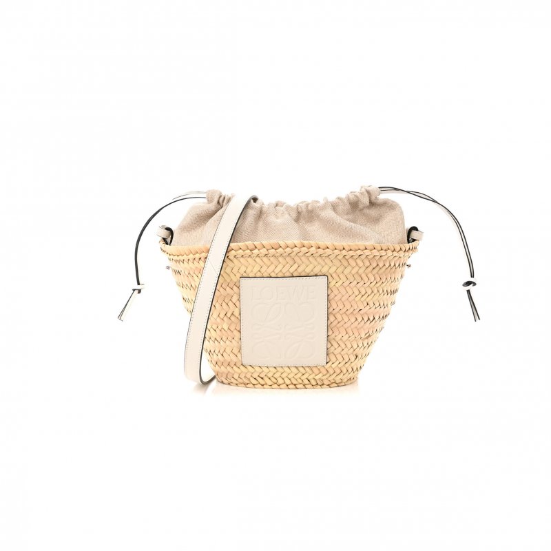 (image for) LOEWE LEAF PALM CALFSKIN DRAWSTRING BUCKET BAG NATURAL WHITE (28*19*10cm)