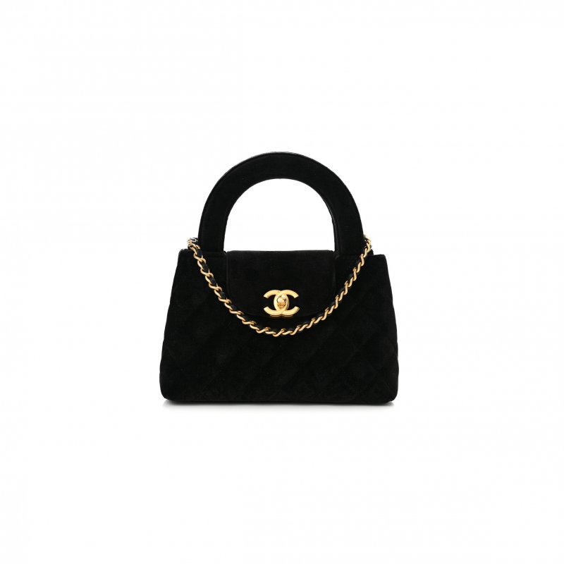 (image for) CHANEL VELVET QUILTED NANO KELLY SHOPPER BLACK 1584991 (19*13*7cm)