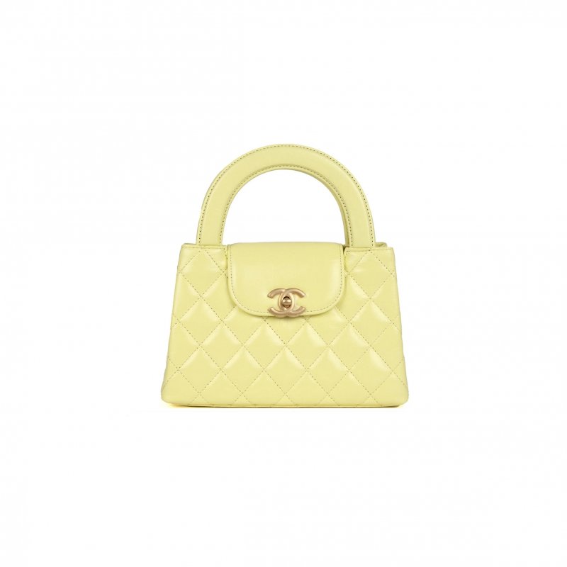 (image for) CHANEL KELLY YELLOW SHINY CALFSKIN BRUSHED GOLD HARDWARE AS4416 (19*13*7cm)