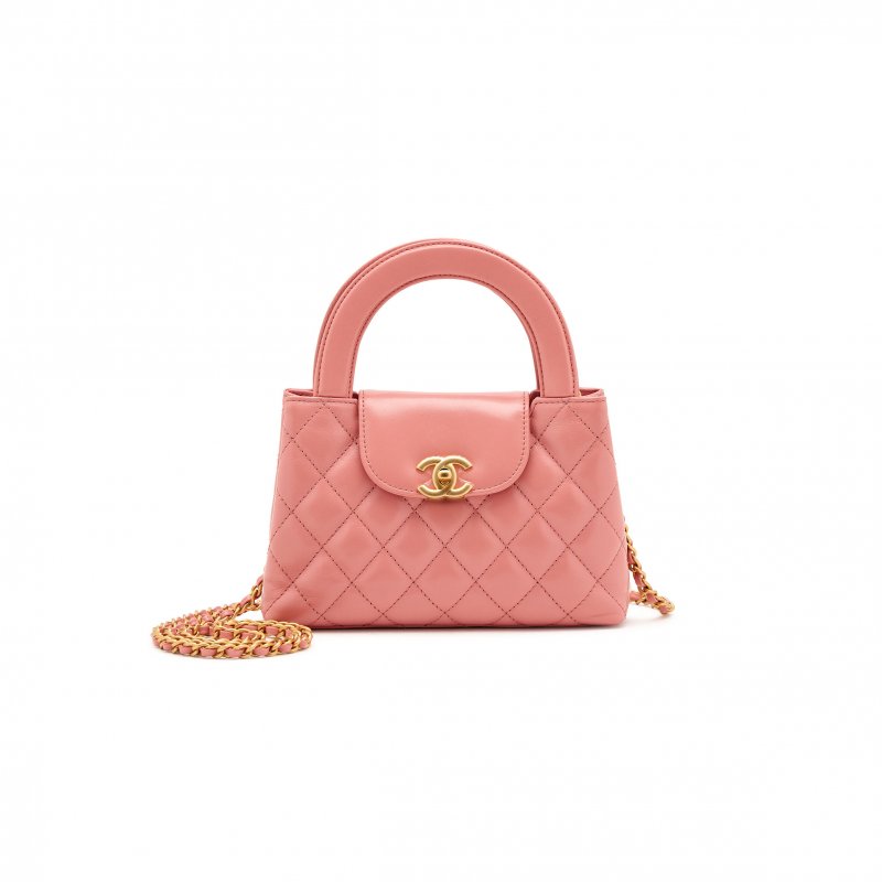 (image for) CHANEL PINK QUILTED CALFSKIN MINI KELLY SHOPPER BRUSHED GOLD HARDWARE AS4416 (19*13*7cm)
