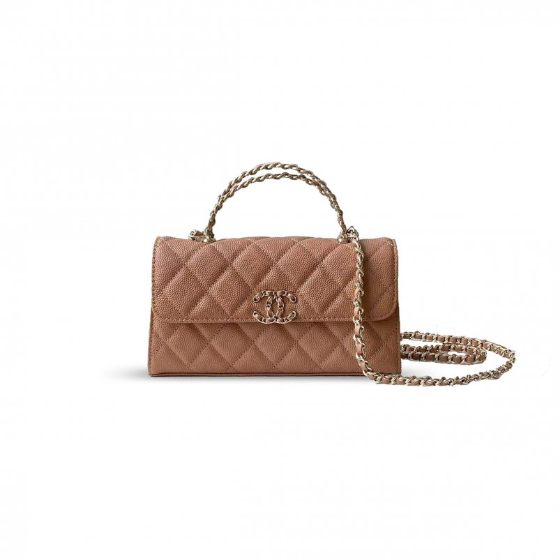 (image for) CHANEL FLAP PHONE HOLDER WITH CHAIN GRAINED SHINY AP3238 (18*10*4.5cm)
