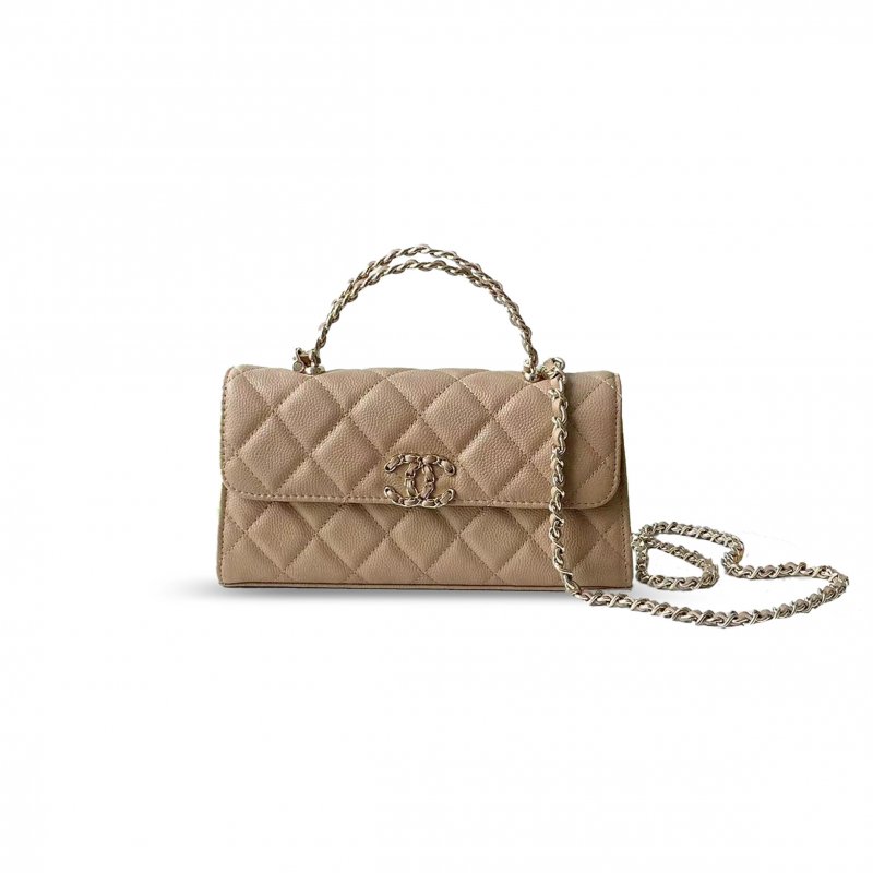 (image for) CHANEL FLAP PHONE HOLDER WITH CHAIN GRAINED SHINY AP3238 (18*10*4.5cm)