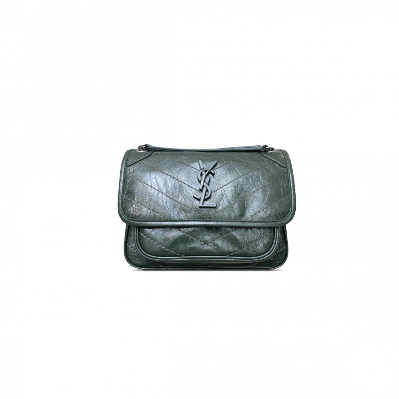 (image for) YSL NIKI BABY CHAIN BAG IN CRINKLED VINTAGE LEATHER 633160 (21*16*7.5cm)