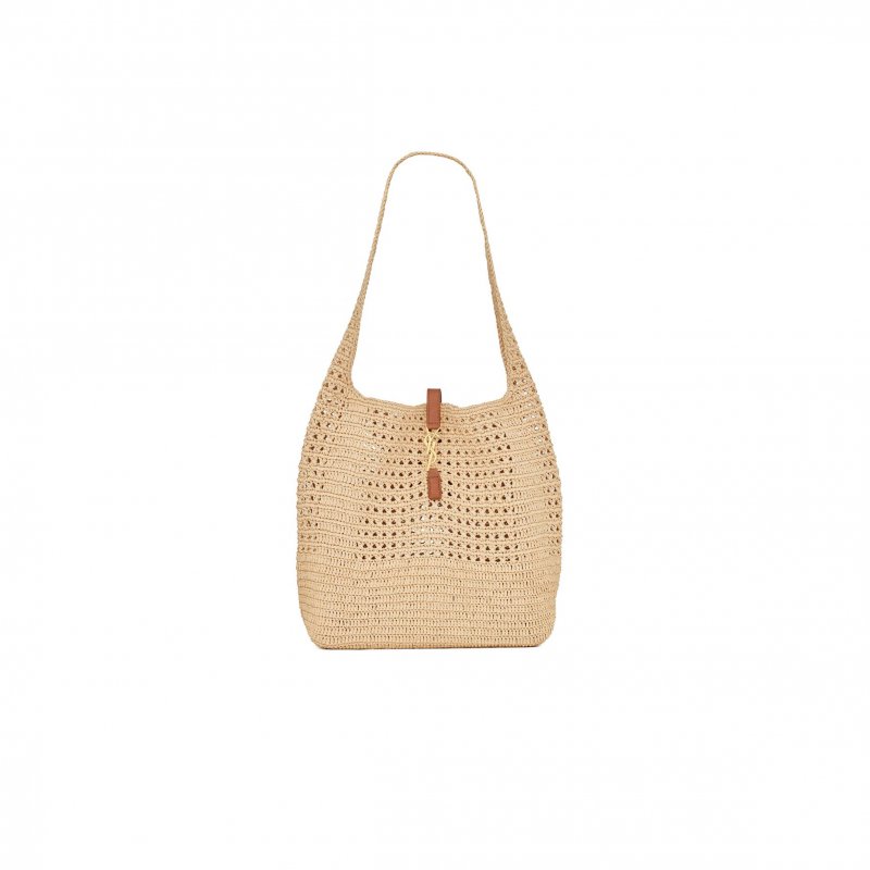 (image for) YSL LE 5 À 7 SUPPLE IN RAFFIA CROCHET AND SMOOTH LEATHER 690941GAAAR2080 (37*30*14cm)