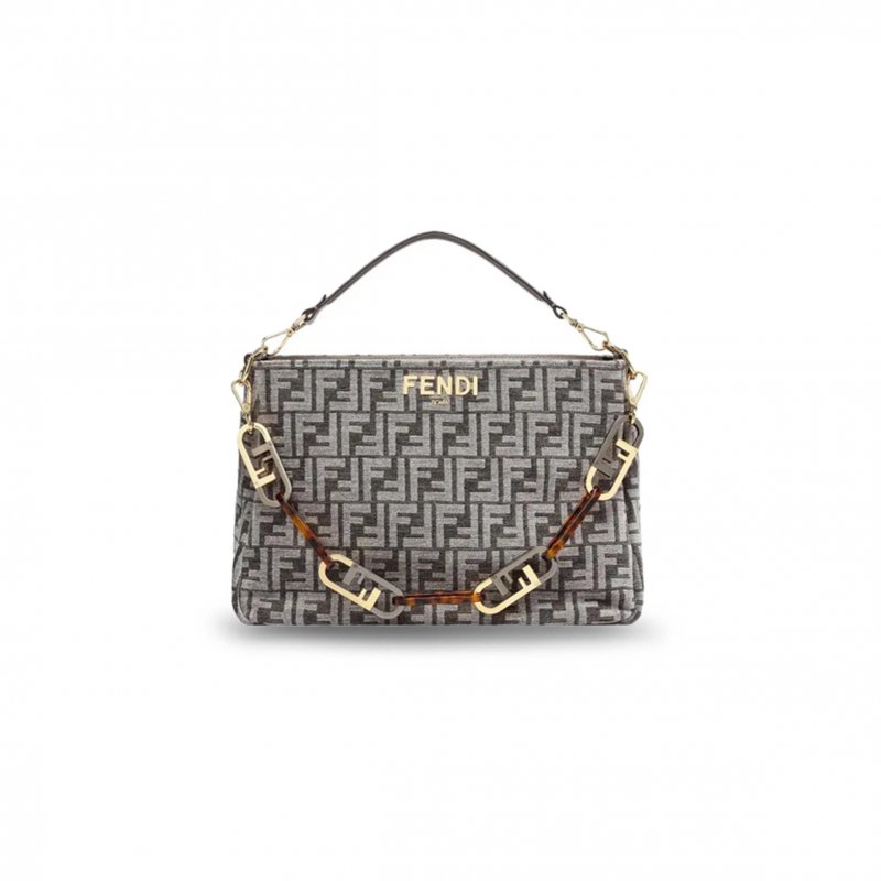 (image for) FENDI O'LOCK FABRIC WITH COW LEATHER ONE SHOULDER HANDBAGS 8BR805ALFVF1IQQ (35*23*14cm)