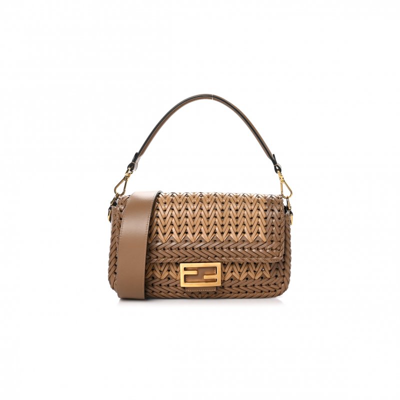 (image for) FENDI NAPPA FF WOVEN BAGUETTE BROWN (27*15*6.5cm)