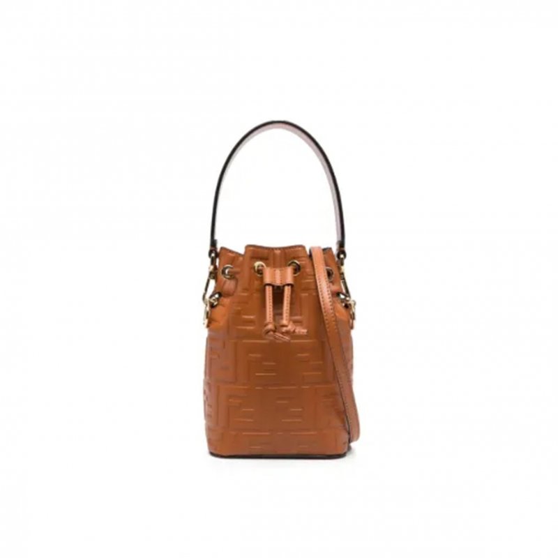 (image for) FENDI CAMEL LEATHER MINI MON TRESOR BUCKET BAG 8BS010A3ZGF1C6J (18*12*10cm)