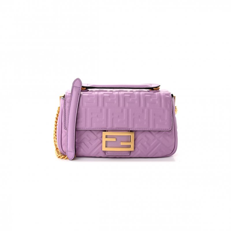 (image for) FENDI NAPPA SMALL FF EMBOSSED MIDI CHAIN BAGUETTE VIOLETTA (23*13*6cm)