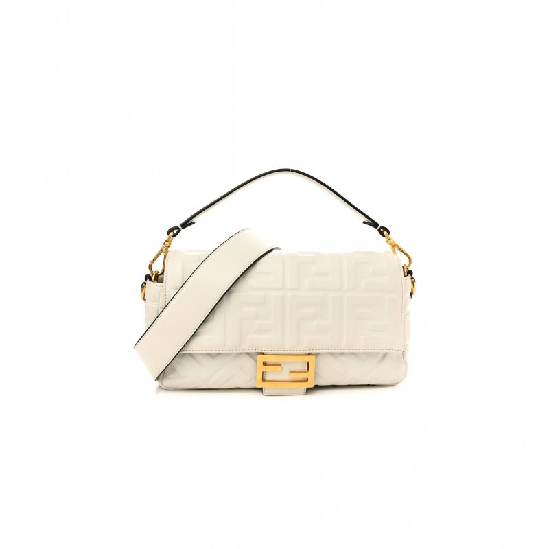 (image for) FENDI NAPPA FF 1974 EMBOSSED BAGUETTE WHITE (25*20*8cm)