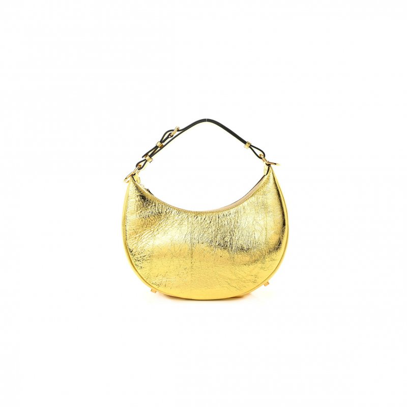(image for) FENDI LAMINATED CRAQUELE LAMBSKIN SMALL FENDIGRAPHY HOBO GOLD (27*23*10cm)