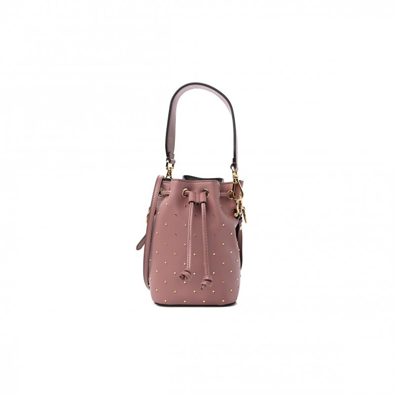 (image for) FENDI VITELLO LIBERTY F IS FENDI STUDDED MINI MON TRESOR BUCKET BAG ENGLISH ROSE (18*12*10cm)