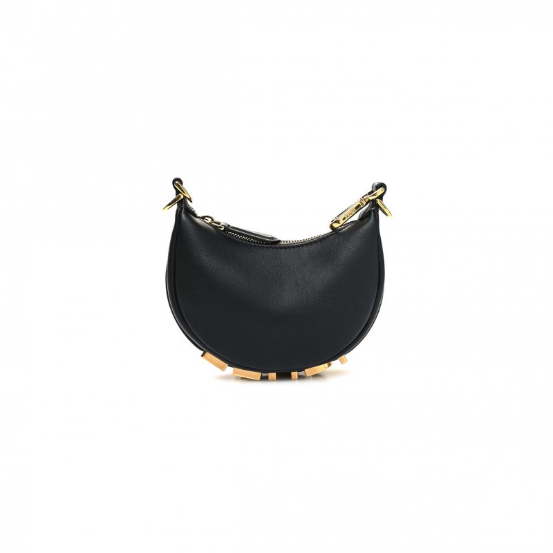 (image for) FENDI VITELLO GRACE MATTE NANO FENDIGRAPHY HOBO CHARM BLACK (15*10*5cm)