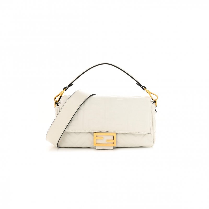 (image for) FENDI NAPPA FF 1974 EMBOSSED BAGUETTE WHITE (26*15*6cm)