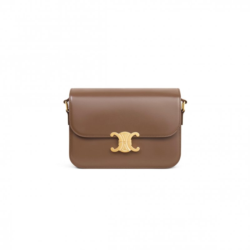 (image for) CELINE MEDIUM CLASSIQUE TRIOMPHE BAG IN SHINY CALFSKIN 187363BF4.19BG (22.5*16.5*7.5cm)