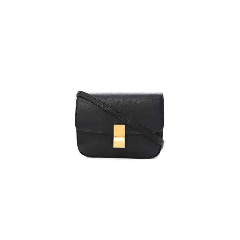(image for) CELINE LIEGE CALFSKIN MEDIUM CLASSIC BOX FLAP BAG BLACK (24*18*7cm)