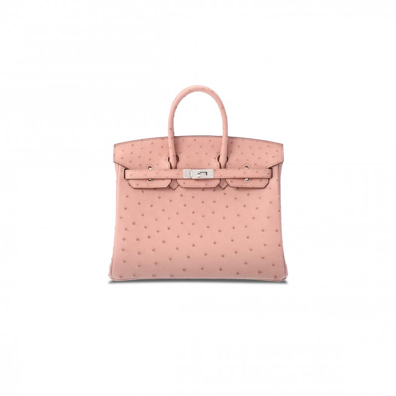 (image for) HERMÈS MASTER BIRKIN 25 OSTRICH PORCELAIN POWDER SILVER BUCKLE H041944CK81 (25*20*13cm)