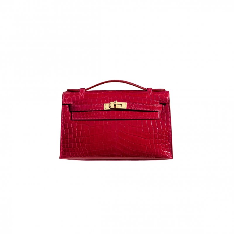 (image for) HERMÈS MASTER SHINY BRAISE NILOTICUS CROCODILE KELLY POCHETTE BAG WITH GOLD HARDWARE (22*14*7cm)
