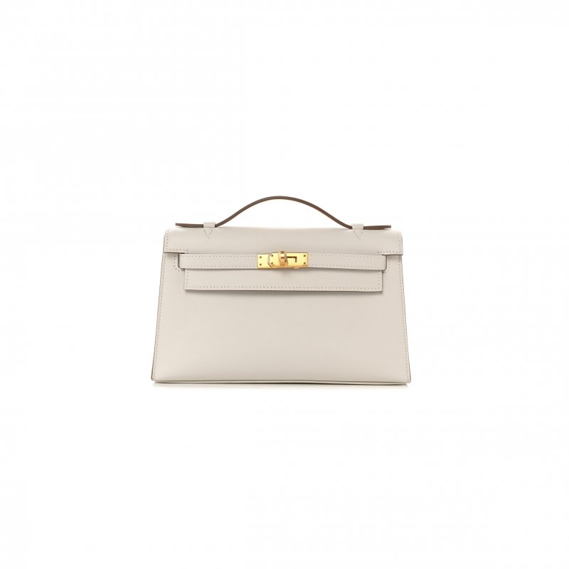 (image for) HERMÈS MASTER SWIFT KELLY POCHETTE CLUTCH MILKSHAKE WHITE GOLD BUCKLE(22*14*7cm)