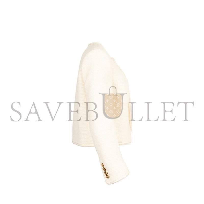 CELINE PATCH POCKET TWEED JACKET IVORY [M49385] Shoes Jewelry Bag Watch Clothing 